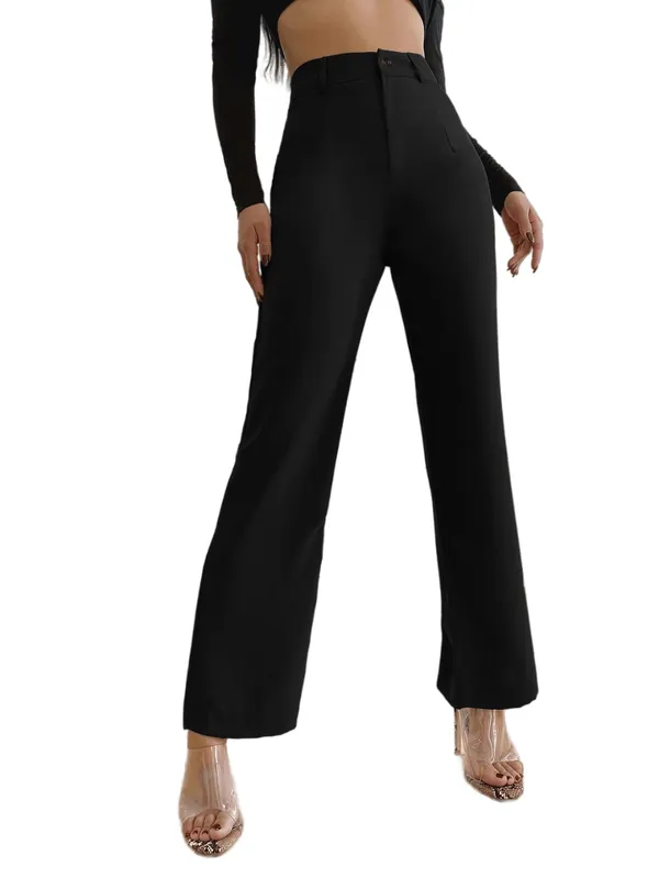 Alyne_Women'S_Trouser_Pants_For_Women_Stretchy_Straight_Leg_Elastic_Waist_With_Button/Regular_Fit_Trouser_Pant_For_Regular_Casual_&_Office_(Xl,_Black)
