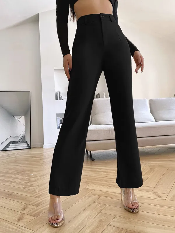 Alyne_Women'S_Trouser_Pants_For_Women_Stretchy_Straight_Leg_Elastic_Waist_With_Button/Regular_Fit_Trouser_Pant_For_Regular_Casual_&_Office_(Xl,_Black)