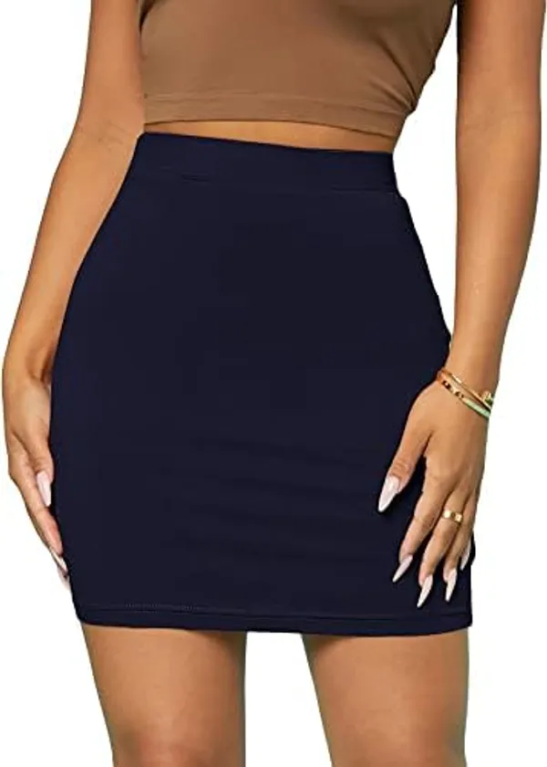 Alyne_Girl'S/Women'S_Classic_Solid_Stretchy_Bodycon_Pencil_Skirt_With_Elasticated_Waist_Belt_(Xs,_Black)