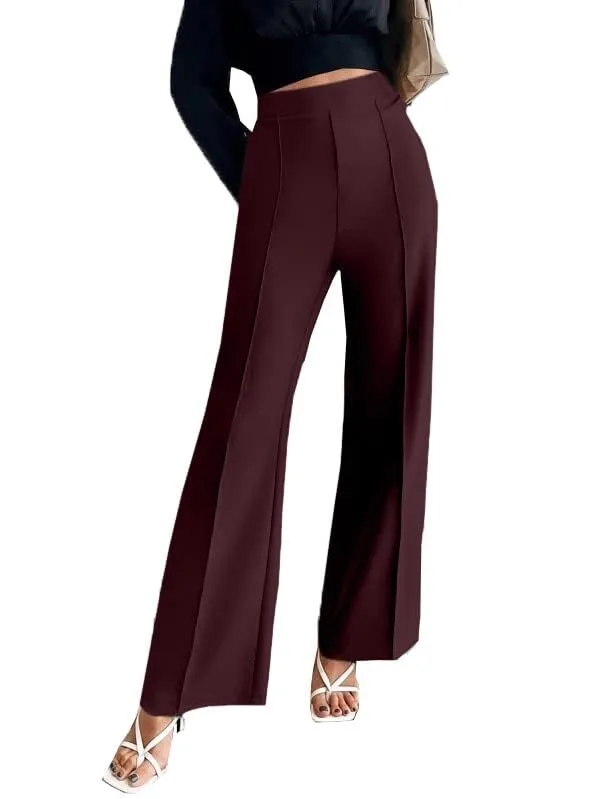 Alyne_Women'S_Trouser_Pants_For_Women_Stretchy_Straight_Line_Leg_Elastic_Waist/Regular_Fit_Trouser_Pant_For_Regular_Casual_Wear_(Xl,_Maroon)