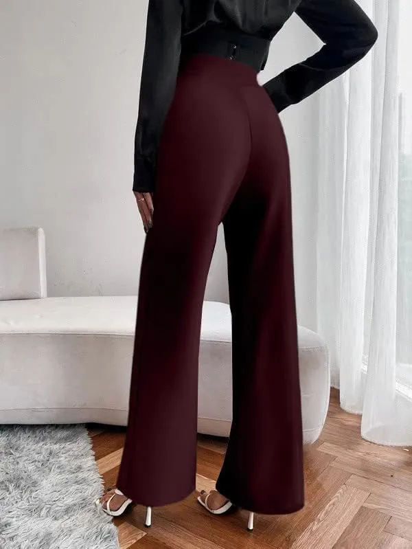 Alyne_Women'S_Trouser_Pants_For_Women_Stretchy_Straight_Line_Leg_Elastic_Waist/Regular_Fit_Trouser_Pant_For_Regular_Casual_Wear_(Xl,_Maroon)