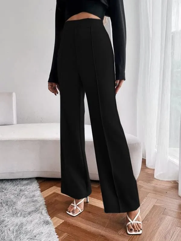 Alyne_Women'S_Trouser_Pants_For_Women_Stretchy_Straight_Line_Leg_Elastic_Waist/Regular_Fit_Trouser_Pant_For_Regular_Casual_Wear_(Xl,_Black)