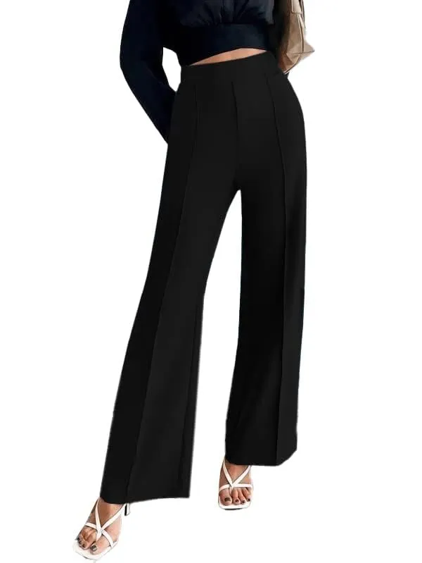 Alyne_Women'S_Trouser_Pants_For_Women_Stretchy_Straight_Line_Leg_Elastic_Waist/Regular_Fit_Trouser_Pant_For_Regular_Casual_Wear_(Xl,_Black)