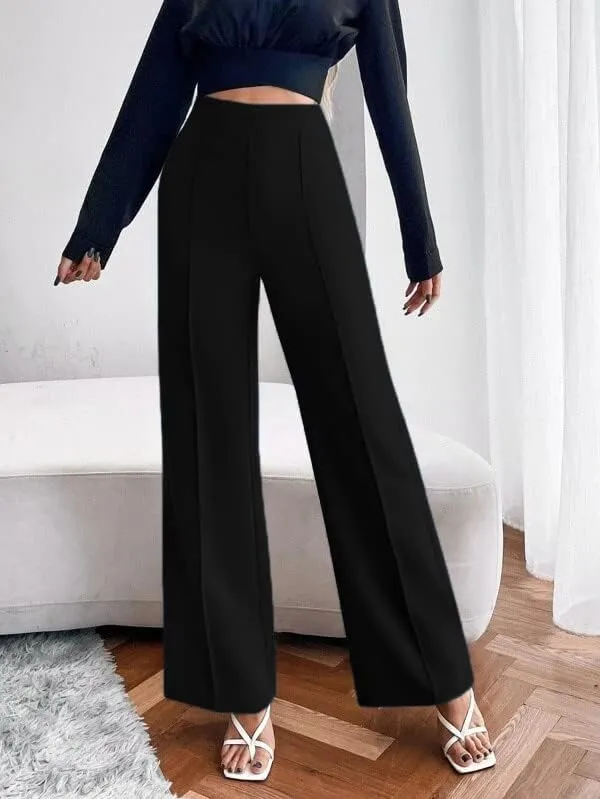 Alyne_Women'S_Trouser_Pants_For_Women_Stretchy_Straight_Line_Leg_Elastic_Waist/Regular_Fit_Trouser_Pant_For_Regular_Casual_Wear_(Xl,_Black)