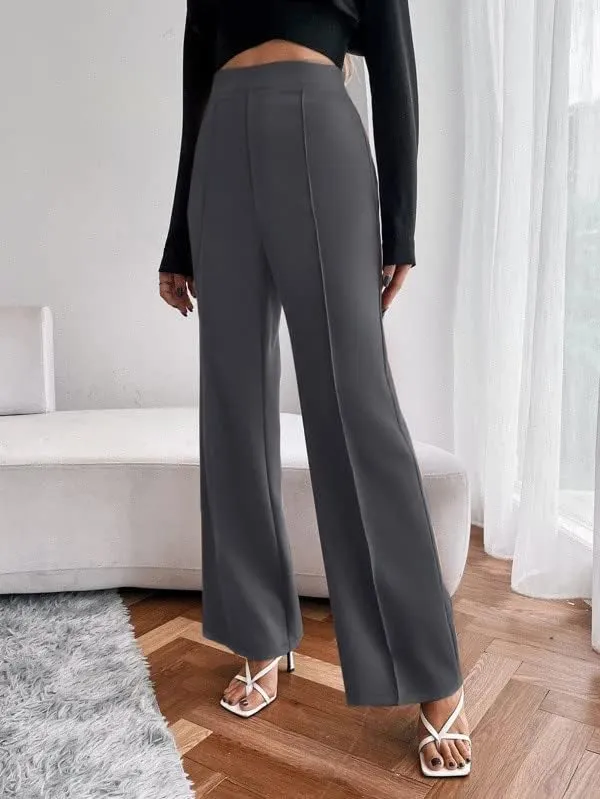 Alyne_Women'S_Trouser_Pants_For_Women_Stretchy_Straight_Line_Leg_Elastic_Waist/Regular_Fit_Trouser_Pant_For_Regular_Casual_Wear_(Xl,_Grey)