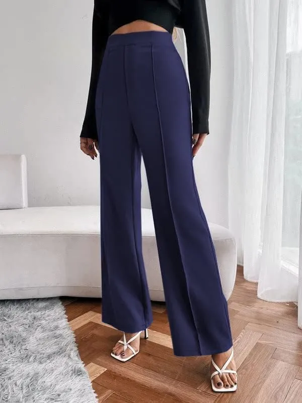 Alyne_Women'S_Trouser_Pants_For_Women_Stretchy_Straight_Line_Leg_Elastic_Waist/Regular_Fit_Trouser_Pant_For_Regular_Casual_Wear_(Xl,_Navy)