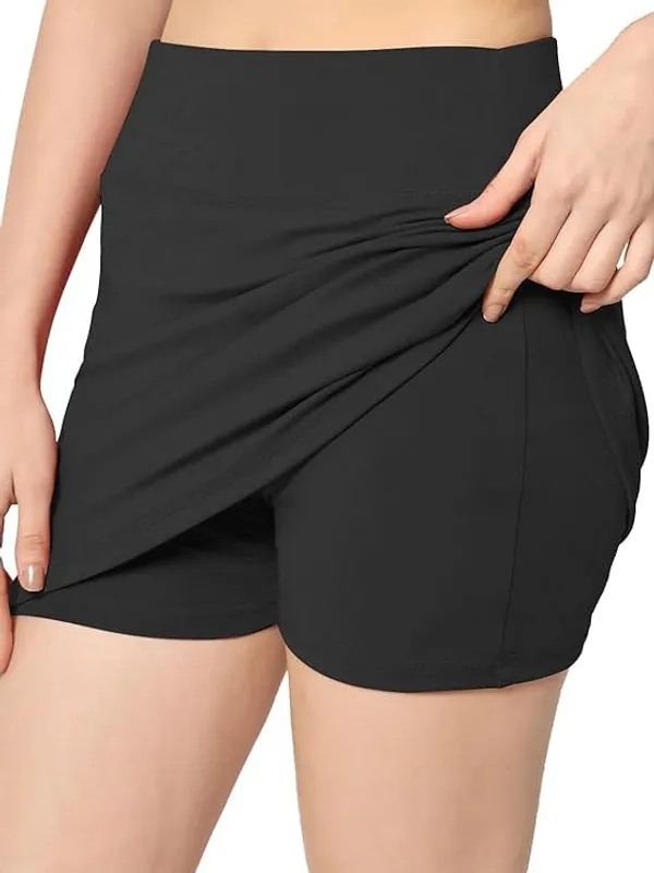 Alyne_Skirt_With_Shorts_For_Women'S_&_Girl'S_Solid_High_Waist_Flared_Skater_Short_Mini_Skirt_Black