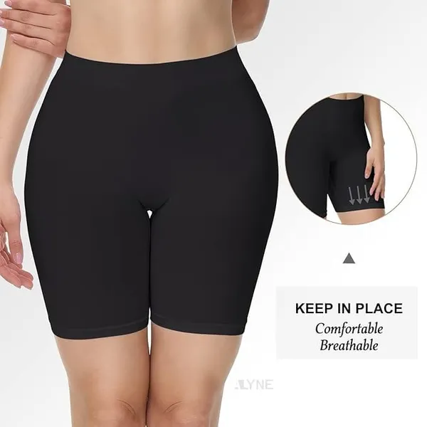 Alyne_Seamless_Shaping_Short_For_Women_-_Tummy_Control_Slip_Shorts_Under_Dress_Shapewear,_Smooth_Workout_&_Yoga_Shorts_Black