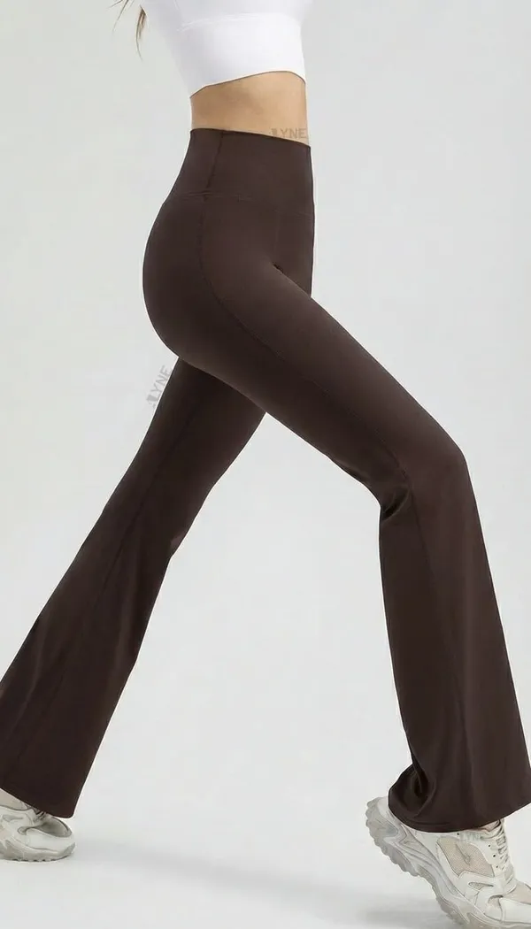 Alyne_Women_S_High-Waist_Flare_Yoga_Leggings_Bootcut_Workout_Pants_With_Slimming_Design,_Tummy_Control_High_Waisted_Flared_Leggings_Pants_Brown