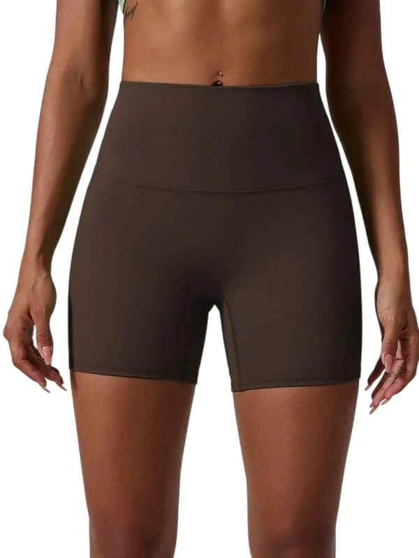 Alyne_Yoga_Women'S_High_Waist_No_Front_Seam_Shorts_Buttery_Soft,_Naked_Feeling_Yoga_&_Workout_Shorts_Brown
