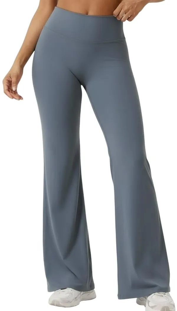 Alyne_Women_S_High-Waist_Flare_Yoga_Leggings_No_Front_Seam_Straight_Leggings_Workout_Pants_With_Tummy_Control_Slimming_Design_Grey