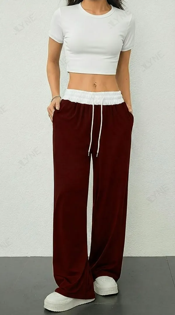 Alyne_Women'S_High_Waisted_Wide_Leg_Lounge_Pants_-_Contrast_Elastic_Waistband_Flowy_Palazzo_Pants_With_Drawstring_And_Pockets_-_Comfortable_Loose_Fit_Relaxed_Pant_Maroon