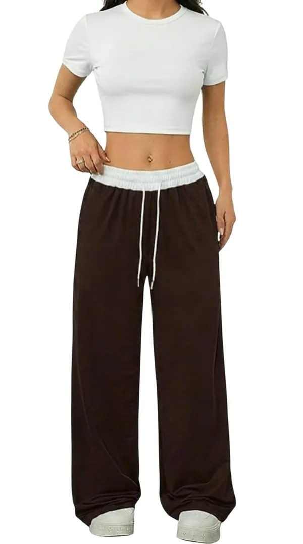 Alyne_Women'S_High_Waisted_Wide_Leg_Lounge_Pants_-_Contrast_Elastic_Waistband_Flowy_Palazzo_Pants_With_Drawstring_And_Pockets_-_Comfortable_Loose_Fit_Relaxed_Pant_Brown