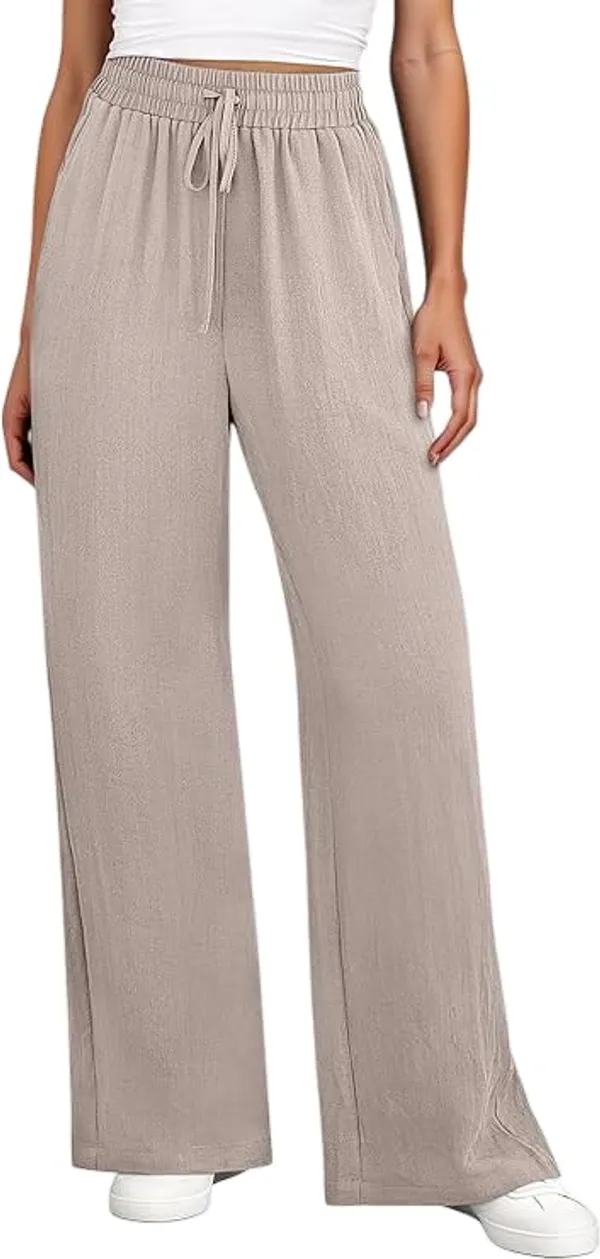 Alyne_Women'S_Wide_Leg_Palazzo_Pants:_Casual_Look_High_Waisted_Trousers_For_Year-Round_Wear_-_Loose_Flowy_Textured_Lounge_Pants_With_Pockets,_Elastic_Drawstring_Waist