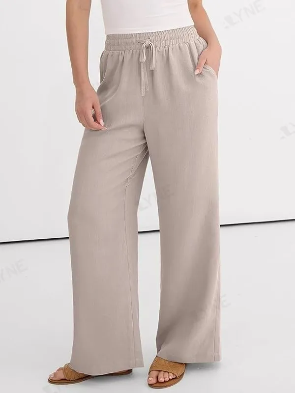 Alyne_Women'S_Wide_Leg_Palazzo_Pants:_Casual_Look_High_Waisted_Trousers_For_Year-Round_Wear_-_Loose_Flowy_Textured_Lounge_Pants_With_Pockets,_Elastic_Drawstring_Waist