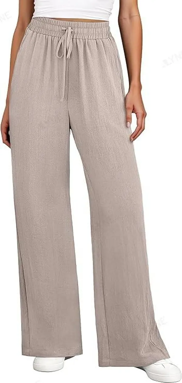 Alyne_Women'S_Wide_Leg_Palazzo_Pants:_Casual_Look_High_Waisted_Trousers_For_Year-Round_Wear_-_Loose_Flowy_Textured_Lounge_Pants_With_Pockets,_Elastic_Drawstring_Waist