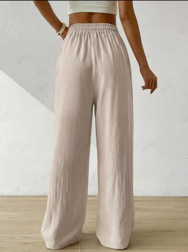 Alyne_Women'S_Wide_Leg_Pants_High_Waisted_Linen_Look_Textured_Blend_Drawstring_Palazzo_Trousers_With_Pockets_Casual_Relaxed_Fit_Flowy_Soft_Comfort_Long_Pants_Sand_Beige