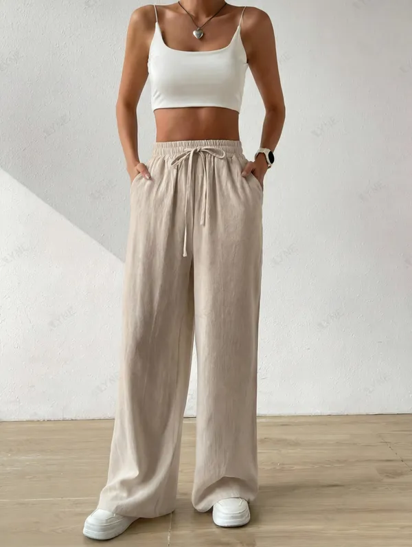 Alyne_Women'S_Wide_Leg_Pants_High_Waisted_Linen_Look_Textured_Blend_Drawstring_Palazzo_Trousers_With_Pockets_Casual_Relaxed_Fit_Flowy_Soft_Comfort_Long_Pants_Sand_Beige