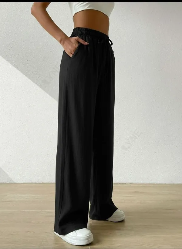 Alyne_Women'S_Wide_Leg_Pants_High_Waisted_Linen_Look_Textured_Blend_Drawstring_Palazzo_Trousers_With_Pockets_Casual_Relaxed_Fit_Flowy_Soft_Comfort_Long_Pants_Black
