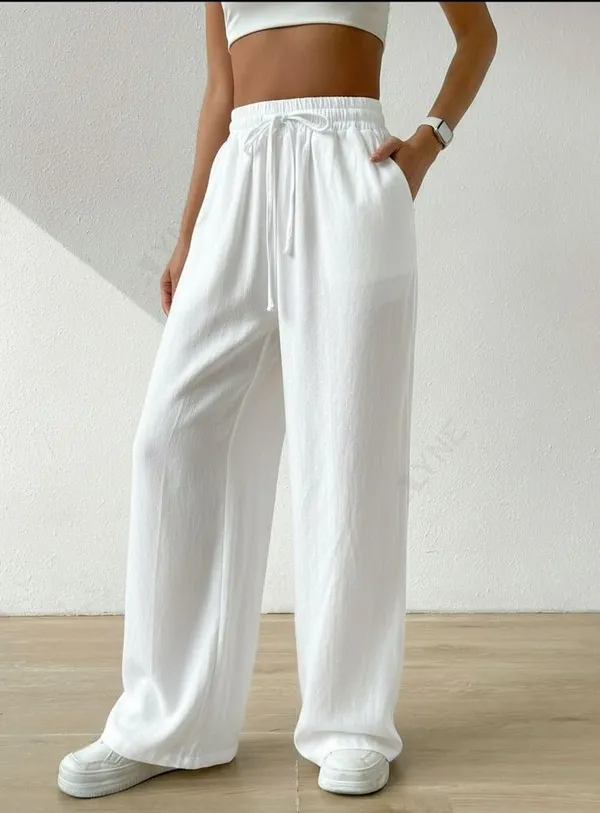 Alyne_Women'S_Wide_Leg_Pants_High_Waisted_Linen_Look_Textured_Blend_Drawstring_Palazzo_Trousers_With_Pockets_Casual_Relaxed_Fit_Flowy_Soft_Comfort_Long_Pants_White