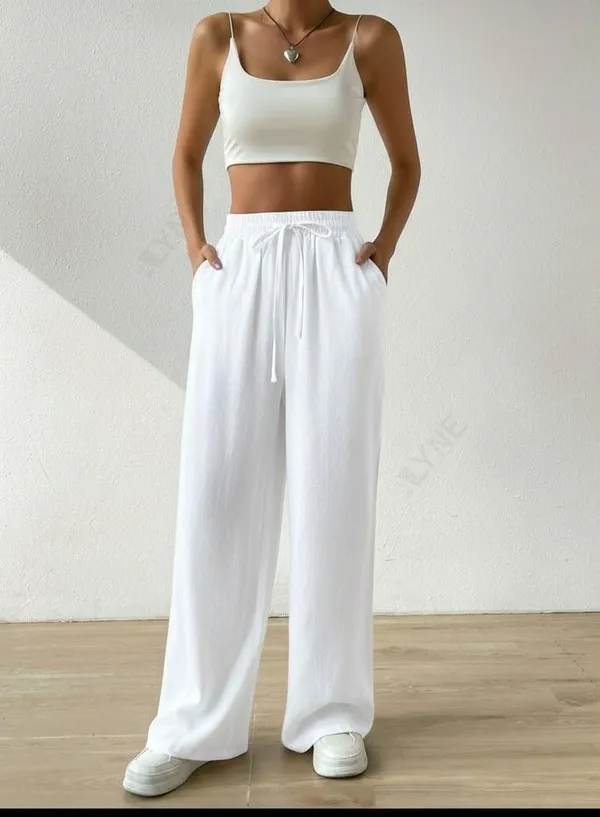 Alyne_Women'S_Wide_Leg_Pants_High_Waisted_Linen_Look_Textured_Blend_Drawstring_Palazzo_Trousers_With_Pockets_Casual_Relaxed_Fit_Flowy_Soft_Comfort_Long_Pants_White