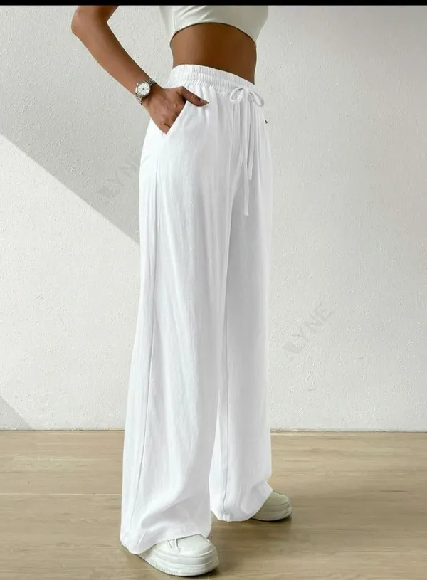 Alyne_Women'S_Wide_Leg_Pants_High_Waisted_Linen_Look_Textured_Blend_Drawstring_Palazzo_Trousers_With_Pockets_Casual_Relaxed_Fit_Flowy_Soft_Comfort_Long_Pants_White