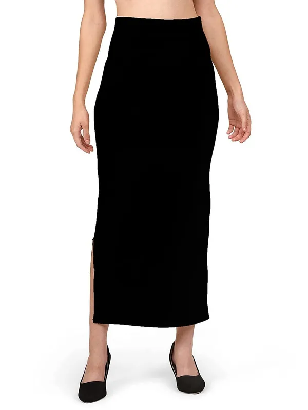 Alyne_Saree_Shapewear_Petticoat_For_Women,_Women'S_Blended_Fullelastic_Saree_Shapewear_Wtih_Slitcut_Black