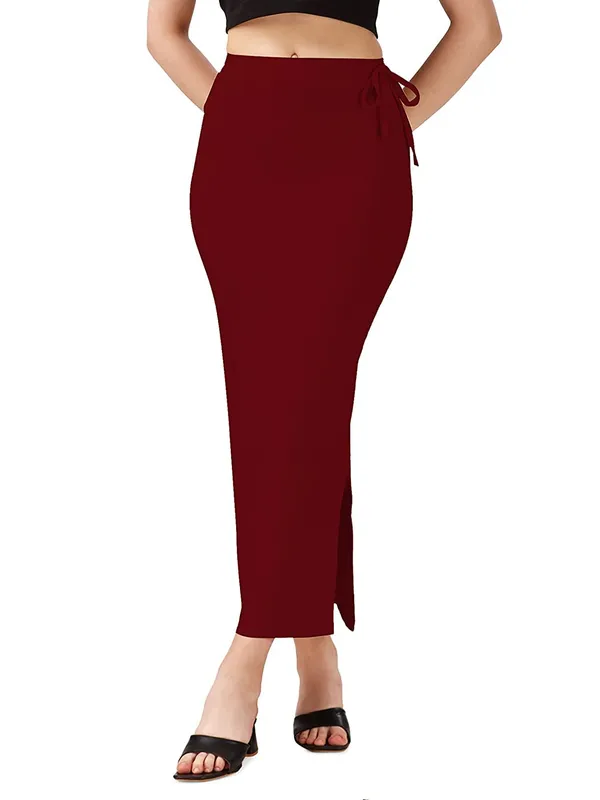 Alyne_Blended_Saree_Shapewear_Petticoat_For_Women,_Women'S_Blended_Fullelastic_With_Drawstring_Saree_Shapewear_With_Slitcut_Maroon