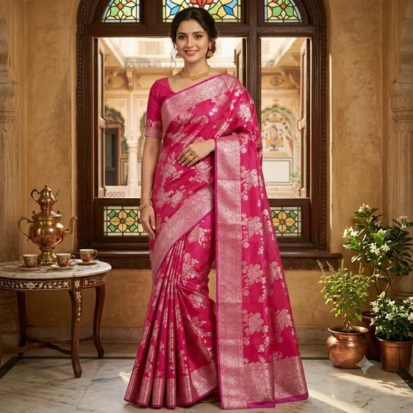 Dark_Pink__And_Light_Pink_100%_Georgette_Saree_For_Women