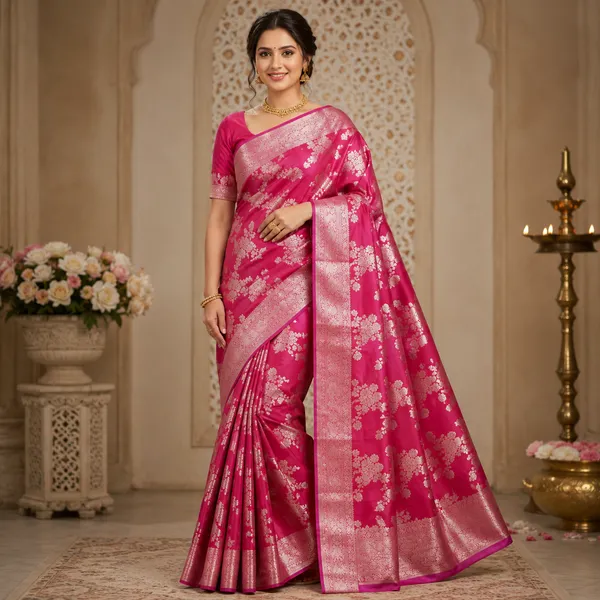 Dark_Pink__And_Light_Pink_100%_Georgette_Saree_For_Women