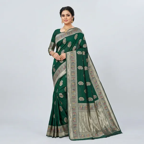 Bottle_Green_100%_Georgette_Saree_For_Women