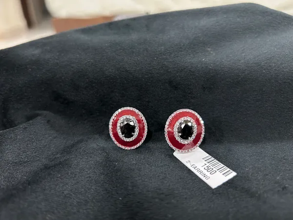 Red_Enamel_&_Black_Stone_CZ_Oval_Stud_Earrings