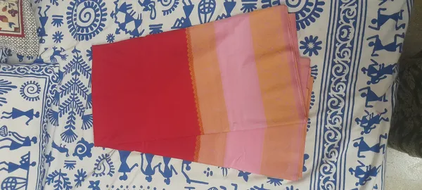 Red__And_Baby_Pink_100%_Crepe_Saree_For_Women