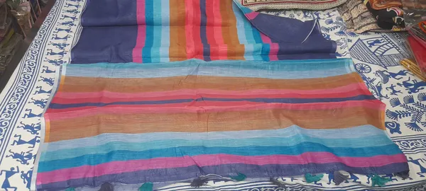 Multicolor_100%_Linen_Saree_For_Women