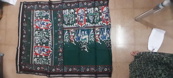 Bottle_Green_100%_Mul_Cotton_Saree_For_Women