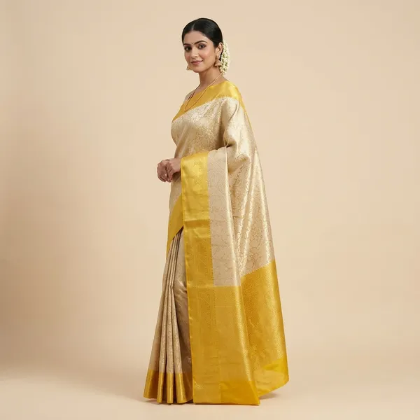 Cream__And_Gold_100%_Soft_Tissue_Saree_For_Women