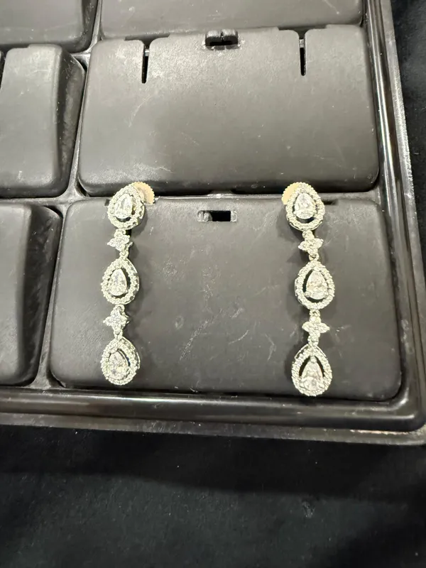 Silver_Triple_Teardrop_CZ_Long_Dangler_Earrings