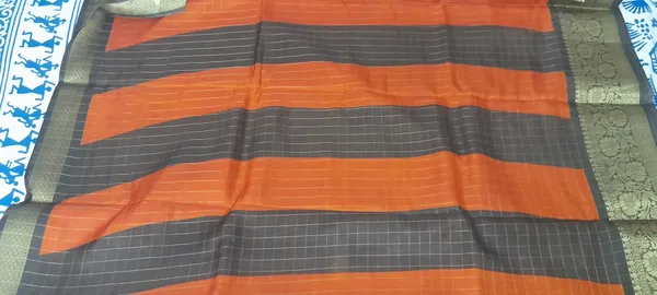 Rust_Orange__And_Brown_100%_Silk_Saree_For_Women