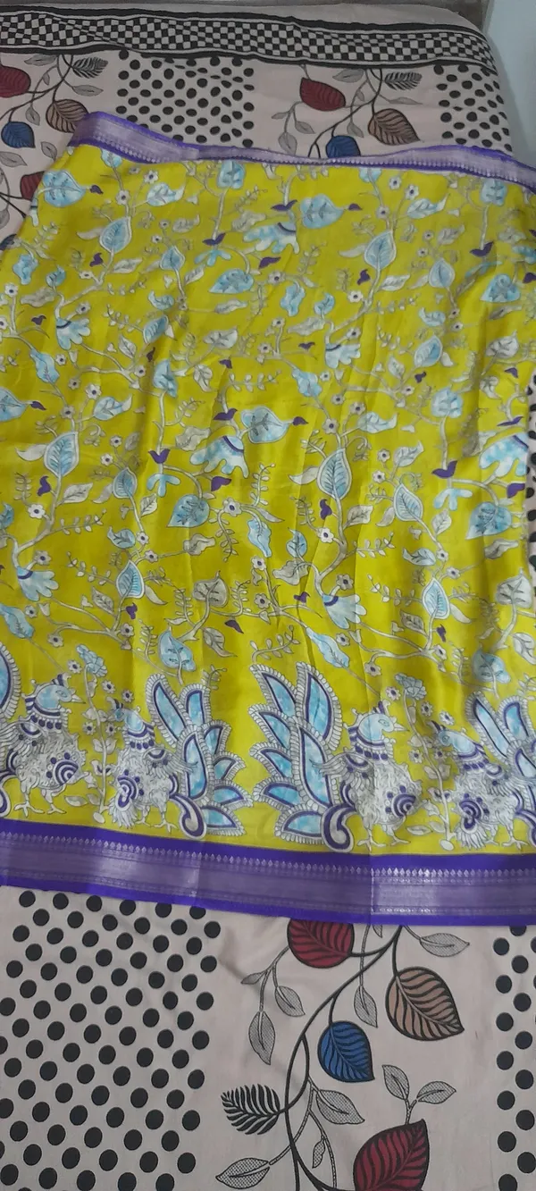 Lemon_Green__And_Purple_100%_Marshmallow_Saree_For_Women