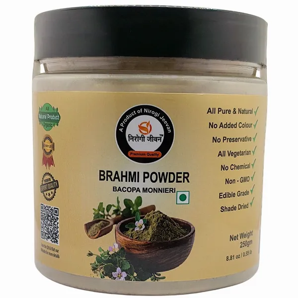 Nirogi_Jeevan_Brahmi_Powder|_All_Pure_-_Health,_Hair_&_Skin_Care|_Edible-Organic_Grade_(250_g)