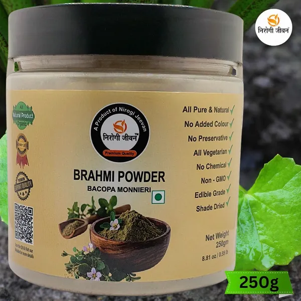 Nirogi_Jeevan_Brahmi_Powder|_All_Pure_-_Health,_Hair_&_Skin_Care|_Edible-Organic_Grade_(250_g)