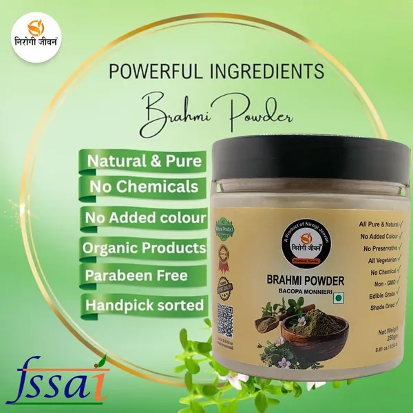 Nirogi_Jeevan_Brahmi_Powder|_All_Pure_-_Health,_Hair_&_Skin_Care|_Edible-Organic_Grade_(250_g)