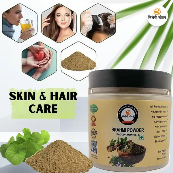 Nirogi_Jeevan_Brahmi_Powder|_All_Pure_-_Health,_Hair_&_Skin_Care|_Edible-Organic_Grade_(250_g)