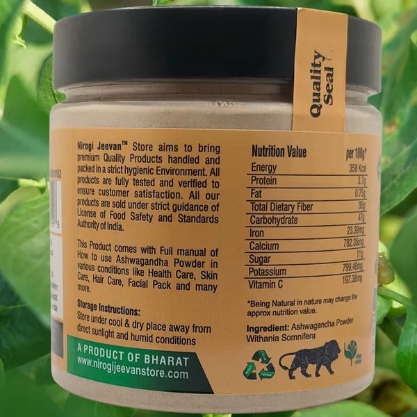 Nirogi_Jeevan_ASHWAGANDHA_POWDER_|Withania_Somnifera_|_All_Pure,_Natural_&_Organic|_Extra_Fine_(250_g)