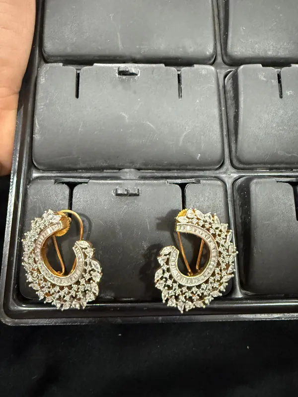Gold_Baguette_&_Marquise_CZ_Open_Hoop_Bali_Earrings