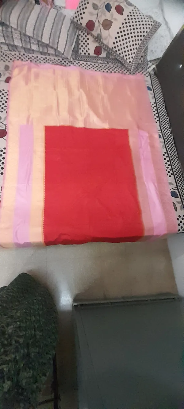 Red__And_Baby_Pink_100%_Crepe_Saree_For_Women