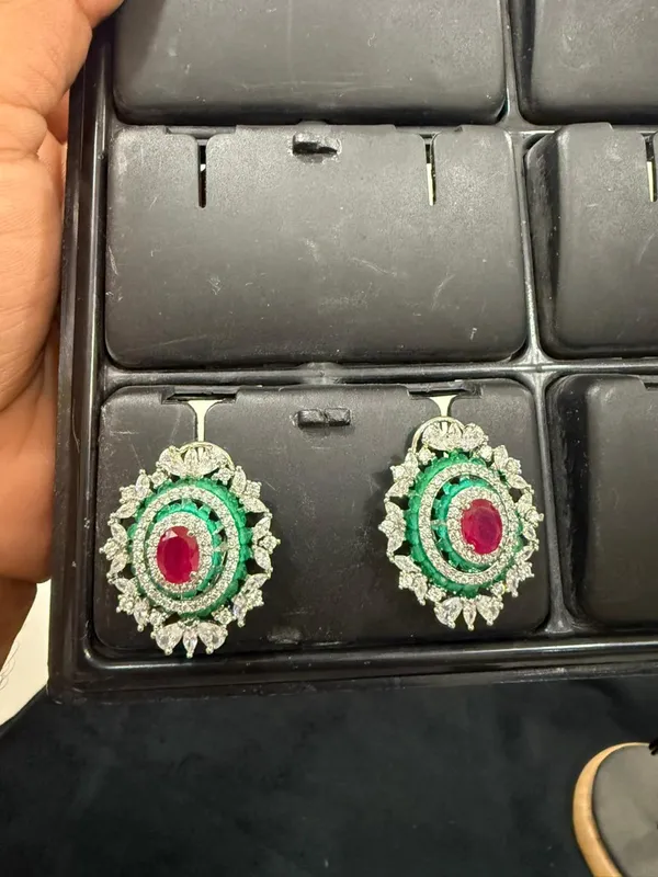 Emerald_&_Ruby_Oval_CZ_Floral_Halo_Stud_Earrings