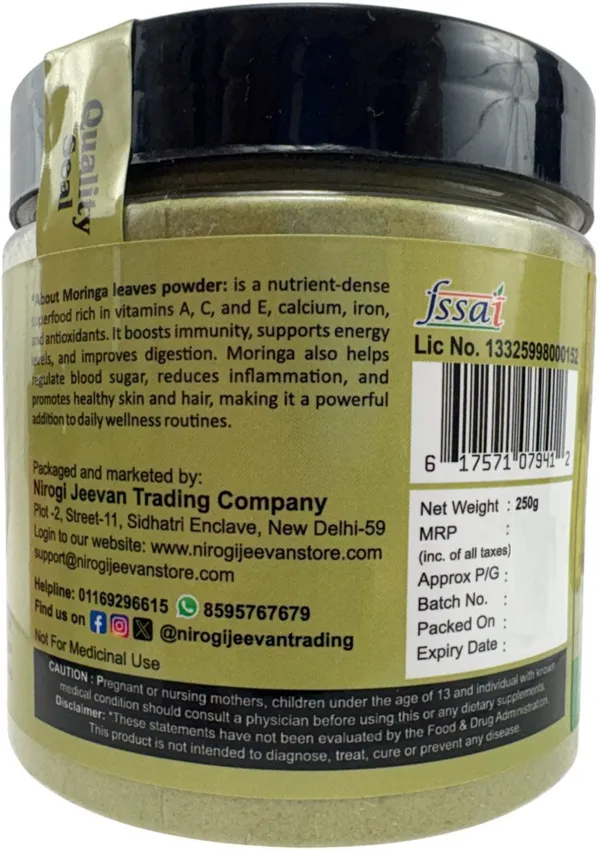 Nirogi_Jeevan_100%_Organic_Moringa_Powder_Oleifera,Moringa_Leaves,Support_Digestion_&_Immunity_(250_mg)