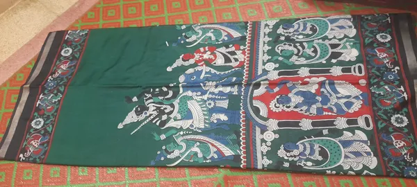 Bottle_Green_100%_Mul_Cotton_Saree_For_Women