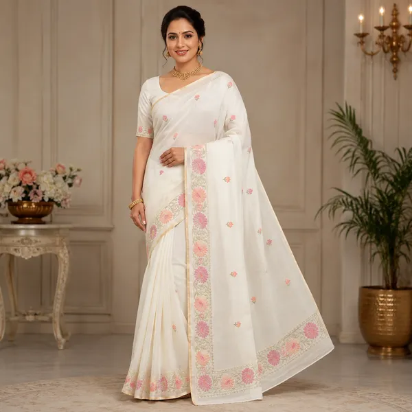 White_100%_Cotton_Saree_For_Women